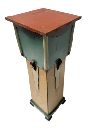 Art Deco Pedestal Table, Hand-Painted Pine, Dutch Design, 1920s